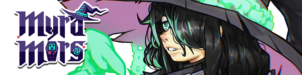 Banner featuring Myra's Logo and an illustration of Myra by Blank (@BLNK100 on Twitter). She looks at you from the side with a slight smile.